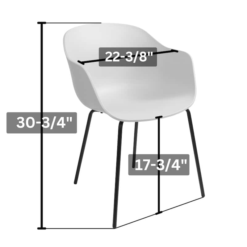 Furnish Theory Curve-K ML Indoor/Outdoor Dining Armchairs Arm Chairs w Polypropylene Shell & Powder-Coated Steel Legs (Set of 2)