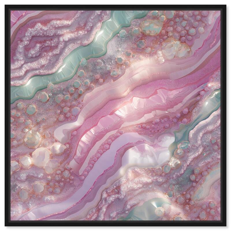 Pink and Mint Crystal I Canvas by Art Remedy - Black - 20" x 20"