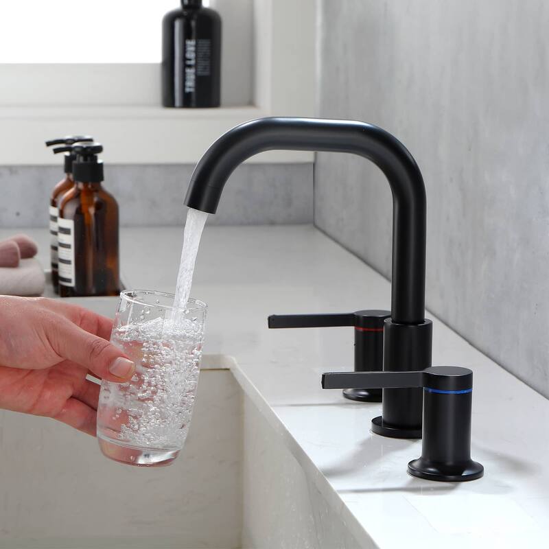 Widespread Bathroom Faucet 3 Holes Bathroom Sink Faucet Two Handle 8 Inch Modern Basin Vanity Mixer Taps With Valve