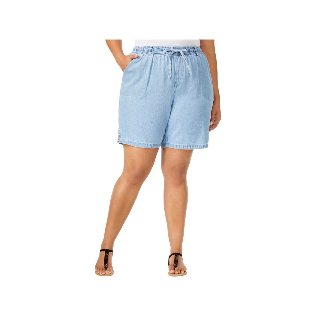 karen scott elastic waist shorts
