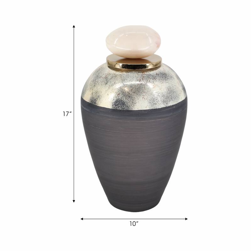 Sagebrook Home Glass Jar With Metal & Resin Details