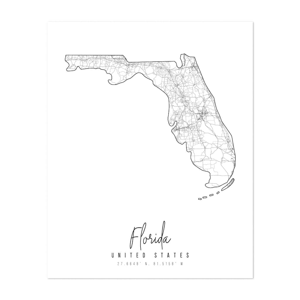 Florida Florida Minimal Street Map Maps Art Print/Poster