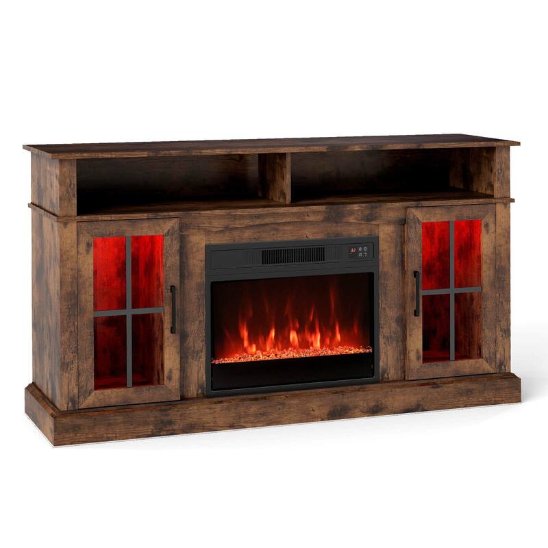 Costway 58" Fireplace TV Stand with LED Lights Entertainment Center - See Details