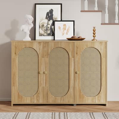 Adjustable Sideboard Cabinet with Elegant Handles and Shelves for Living or Dining Room Storage