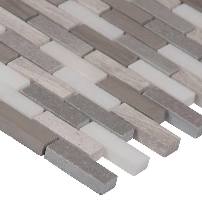 Ackland AKM-S-12X12BRH-CA 12" x 12" Marble and Stone Brick Mosaic Tile