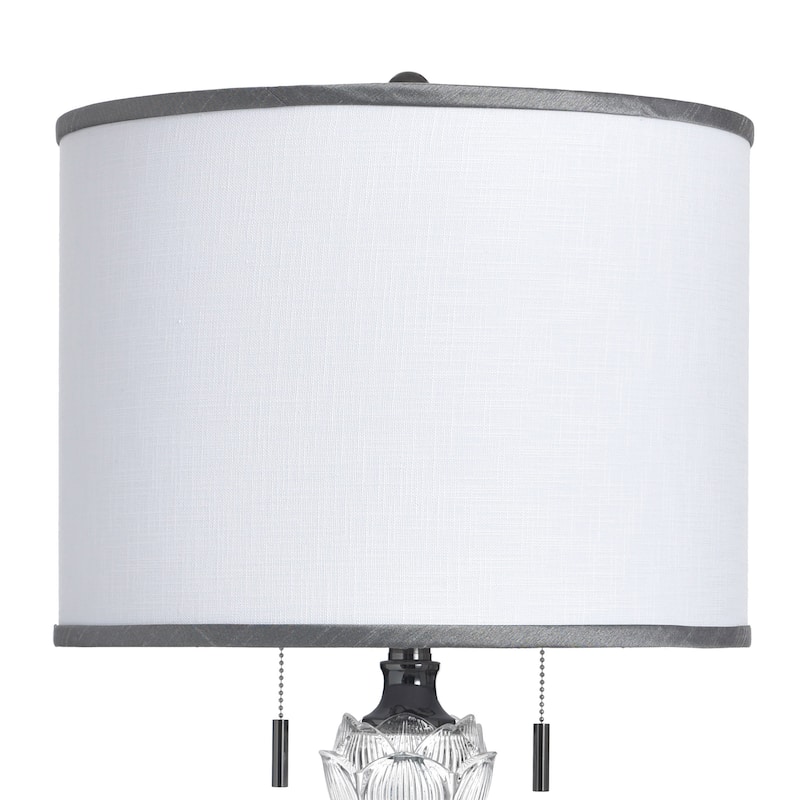 StyleCraft Coralie Glass Table Lamp - Hayla Silver - White Shade