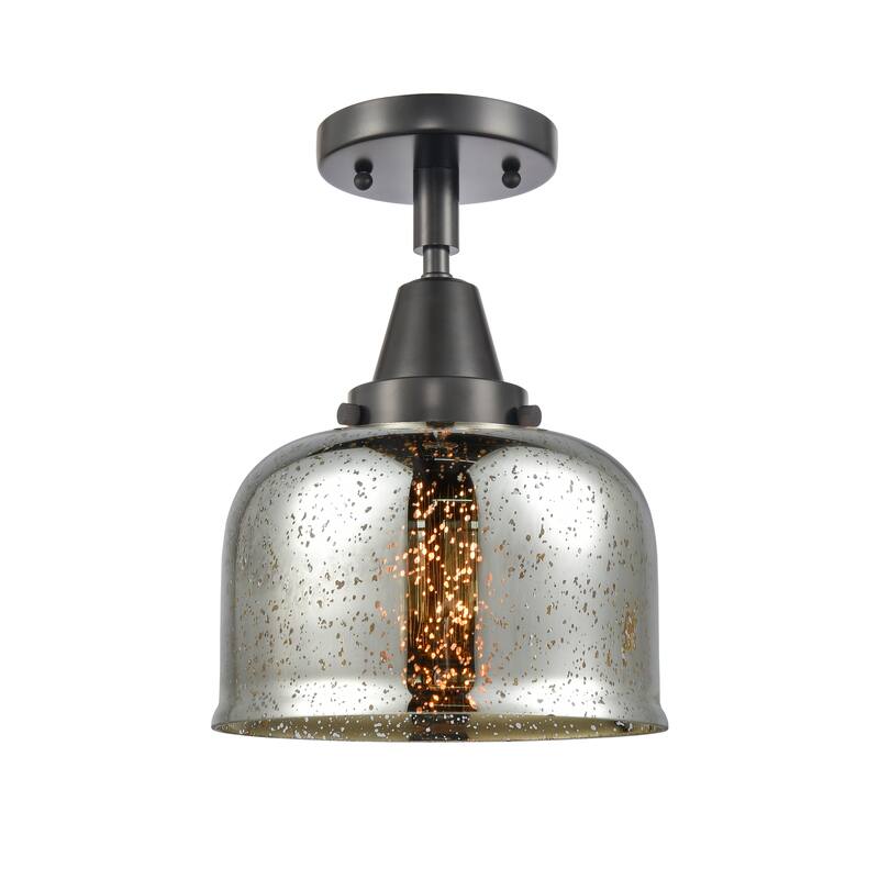 Innovations Lighting Caden Bell - 1 Light 8" Flush Mount - Silver Plated Mercury/Matte Black