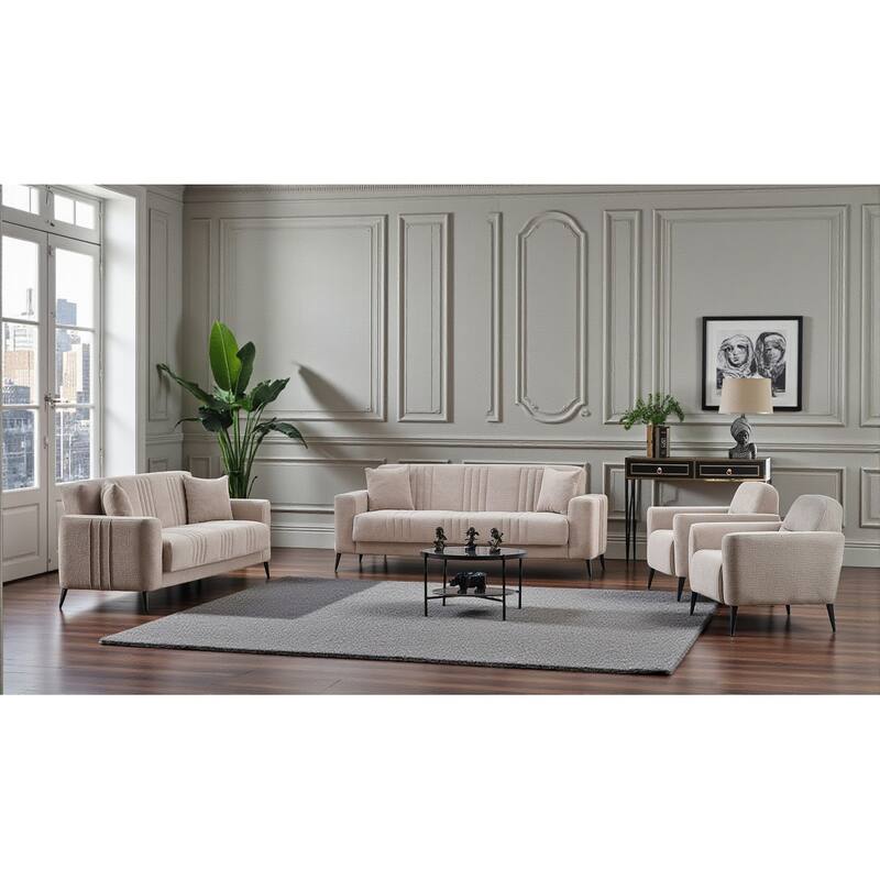 Celvina 4 Pieces Living Room Sets 2 Sofa 2 Chair - Cream