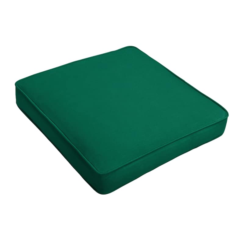 Sorra Home Sunbrella Outdoor Corded Chair Cushion - 20 in W x 20 in D x 3 in H - Canvas Forest Green On