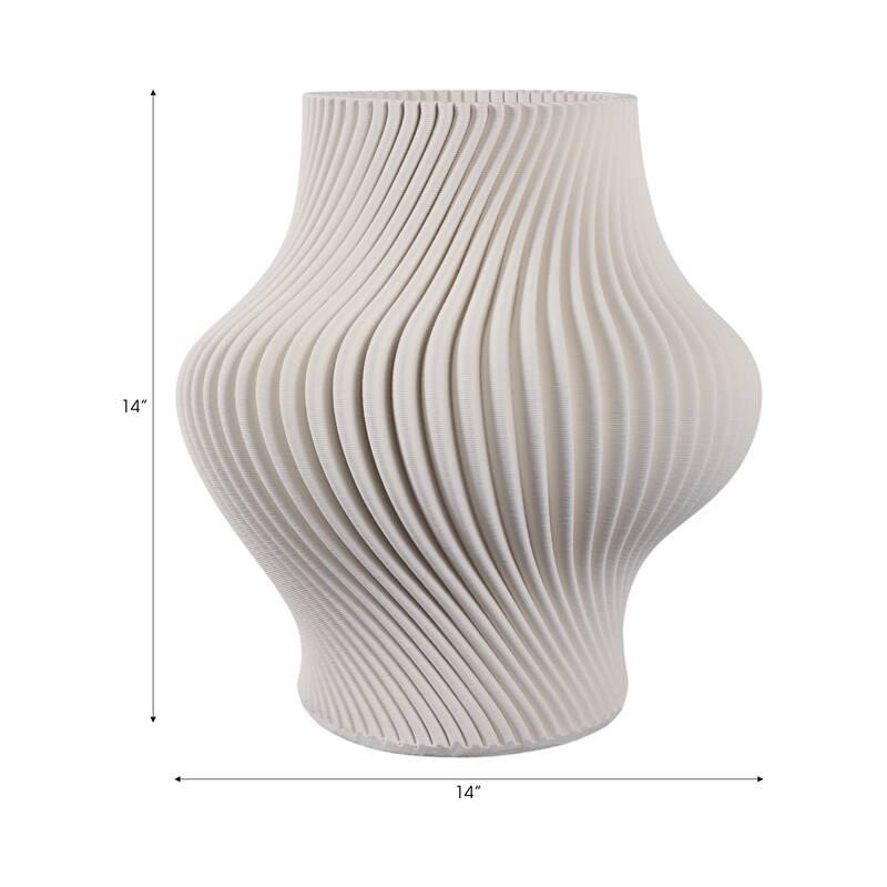 Porcelain Vase with Ribbed Contemporary Design and Curved Silhouette