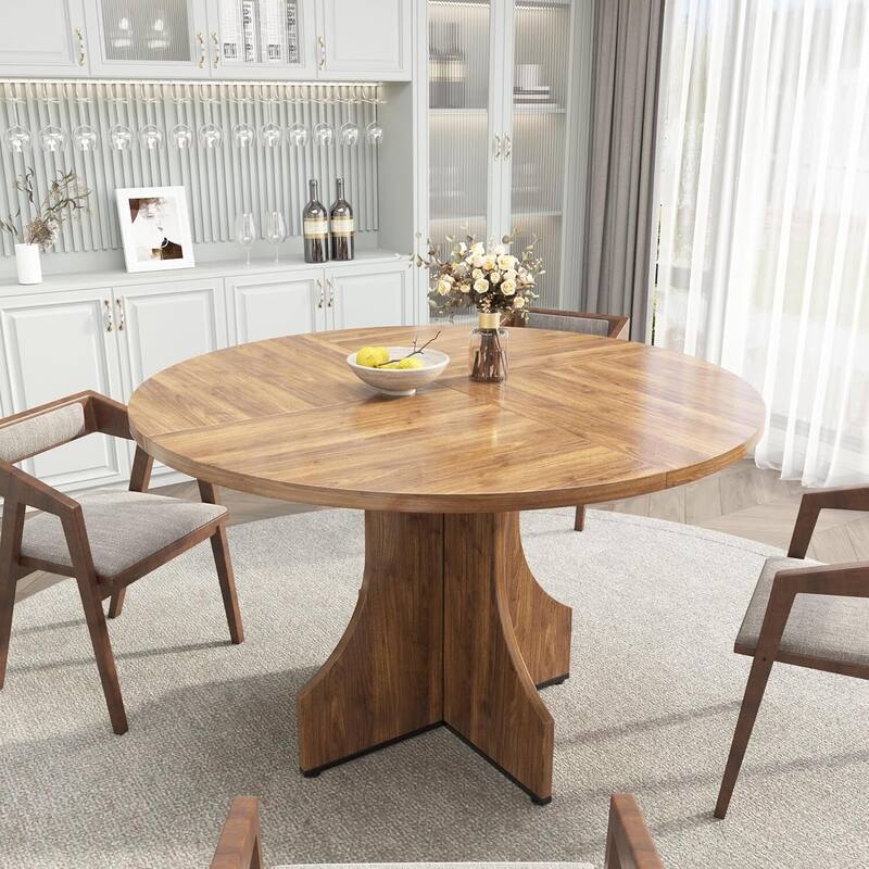 47 in Farmhouse Round Kitchen Dining Table for Apartment, Small Dining Room (Only Table)