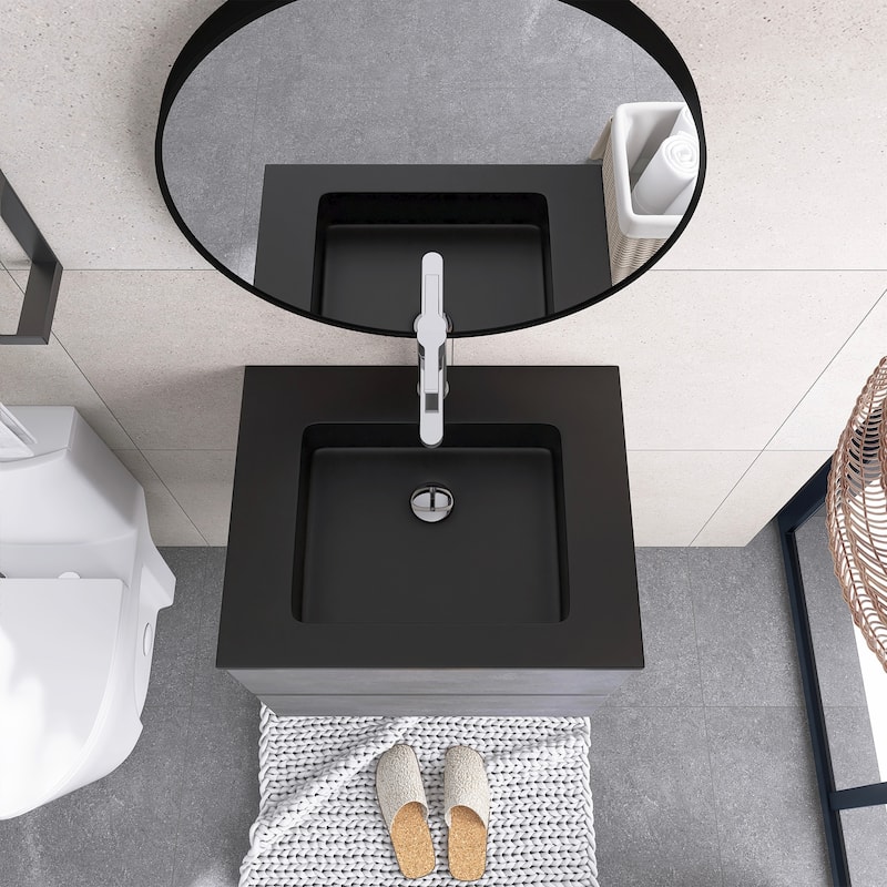 Bathroom Vanity in Cement Grey with Integrated Quartz Sand Top