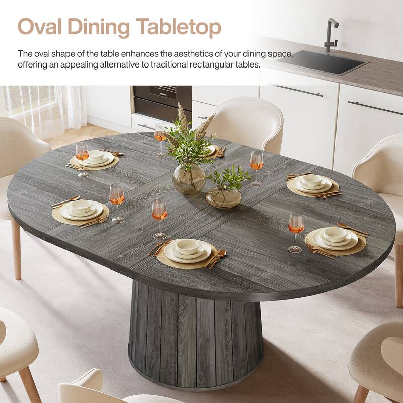 Rustic 55" Wood Dining Table Seats for 4-6 People, Kitchen Table for Dinning Room and Kitchen