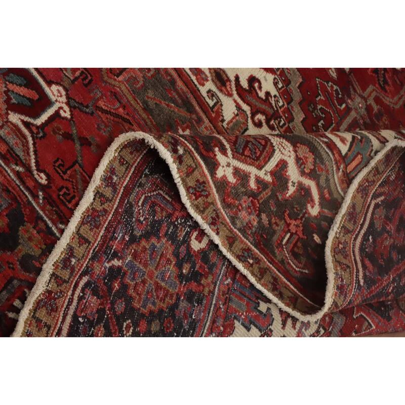 Hand Knotted Oriental 100% Wool Carpet Traditional Medallion Red Heriz Area Rug - 11' 1'' X 9' 1''