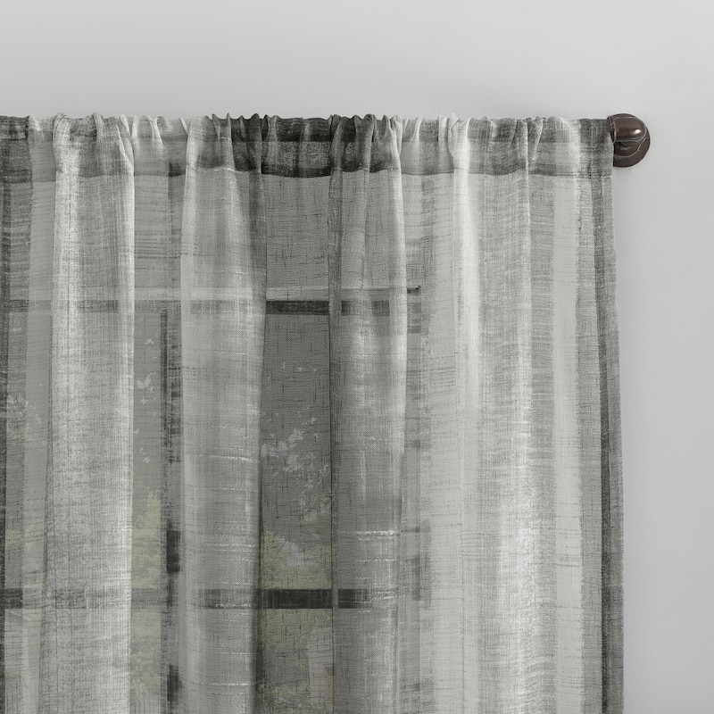Archaeo Shibori Stripe Linen Blend Curtain, Single Panel