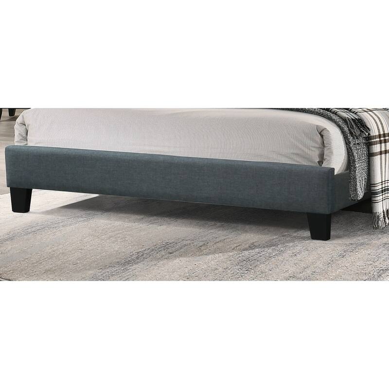 Queen Size Platform Bed with Tufted Upholstered Headboard, Charcoal Polyfiber Fabric, Modern Design