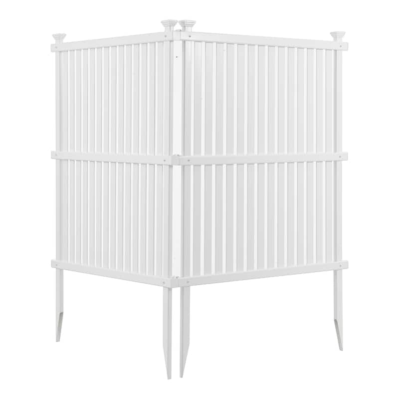 Privacy Screen Panels Kit Air Conditioner Trash Can Enclosure Vinyl White Color