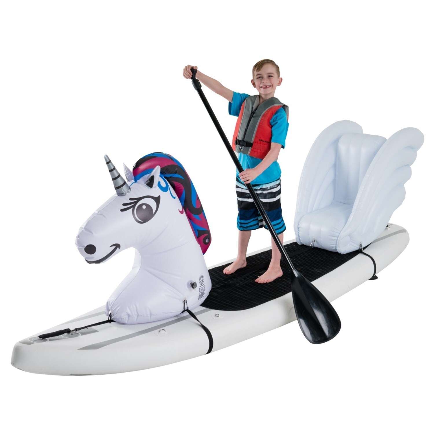 Shop Black Friday Deals On Stand Up Floats Inflatable Stand Up Paddle Board Float Sup Accessory Set Unicorn Head Tail With Child Seat White Overstock 26865307
