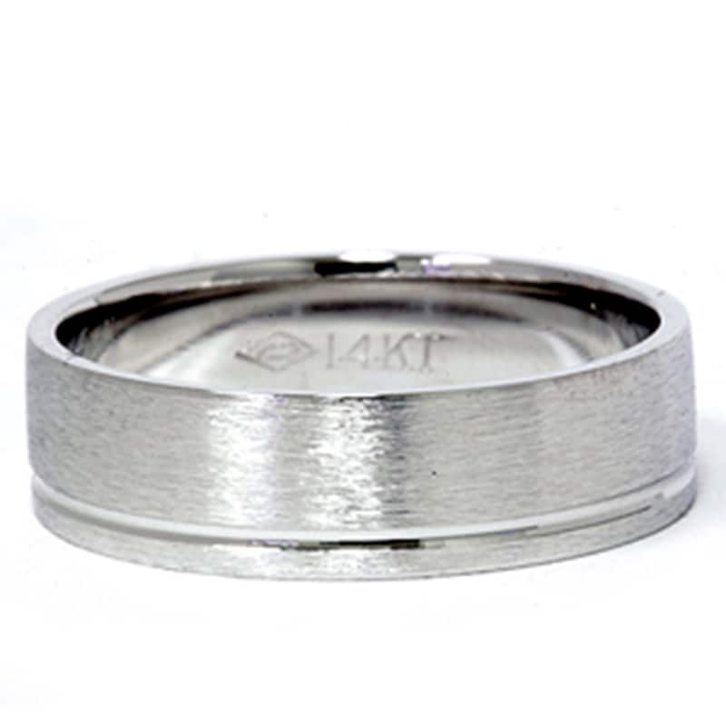 Mens 6mm Comfort Fit Wedding Band Ring White Gold