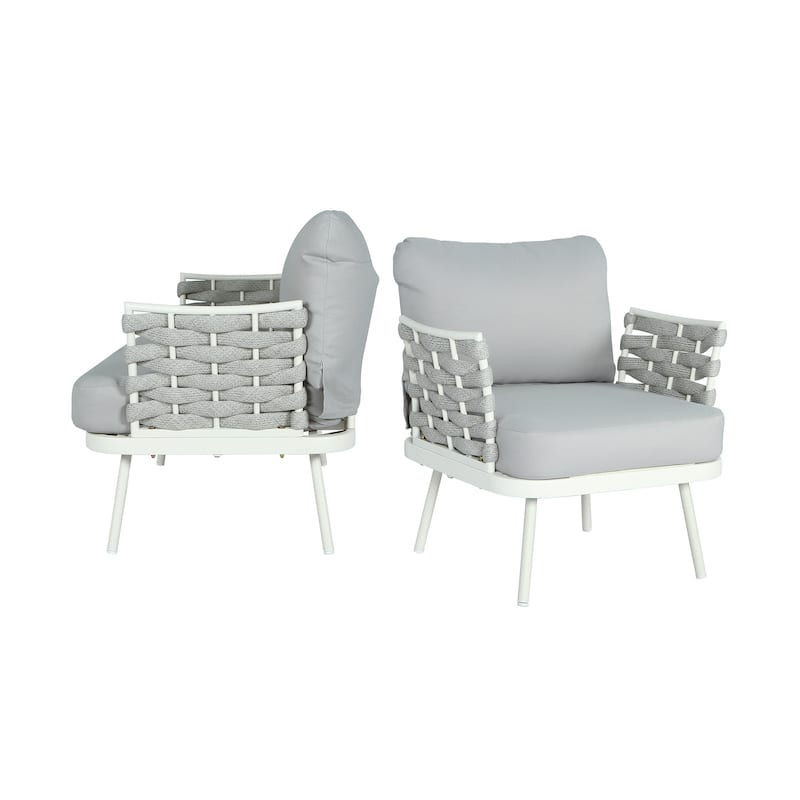 Roomfitters Outdoor Steel Club Chair with Cushions, Set of 2