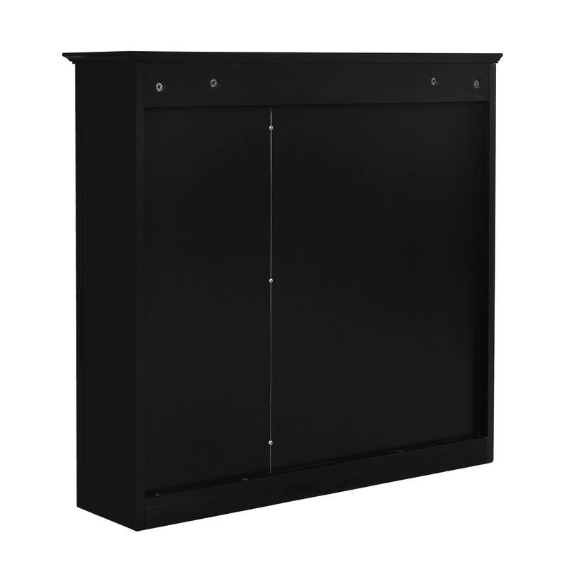 30" x 28" Wall-Mounted Medicine Cabinet, Modern Bathroom Mirror Storage Cabinet with 3 Open Shelves