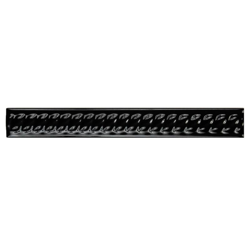 Merola Tile Trenza Moldura Nero 1" x 7-7/8" Ceramic Wall Trim - (1 Tile)