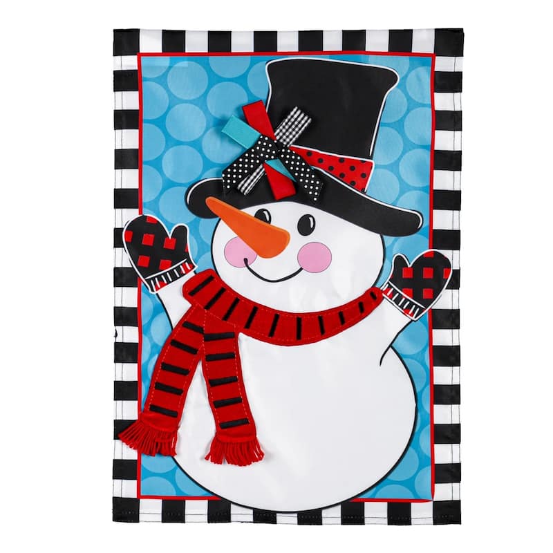 Patterned Snowman Garden Applique Flag