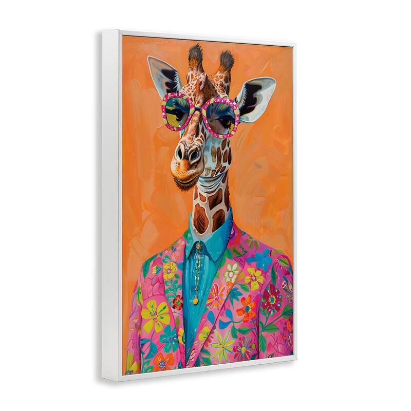 Stupell Bright & Trendy Giraffe in Suit Framed Giclee Art Design By LSR Design Studio