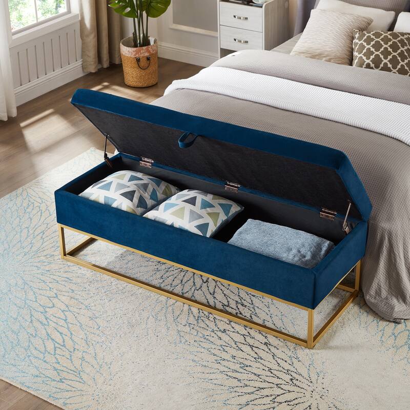 58.6" Bed Bench Metal Base with Storage