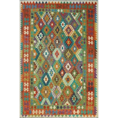 Flatweave Nuro Green/Red Rug - 6'8" x 10'0"