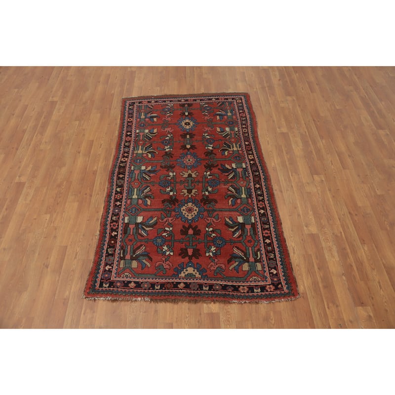 Hand Knotted Oriental 100% Wool Carpet Traditional Geometric Oranges & Rust Bidjar Area Rug - 6' 6'' X 3' 10''