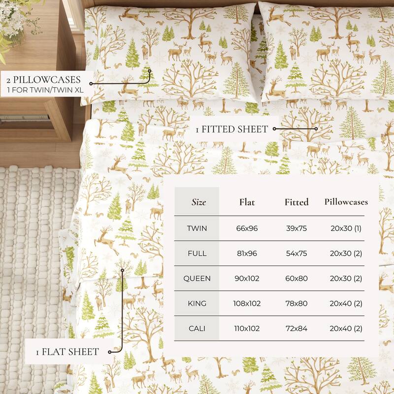 Linery & Co. Winter Turkish Cotton Double-Brushed Flannel Bed Sheet Set