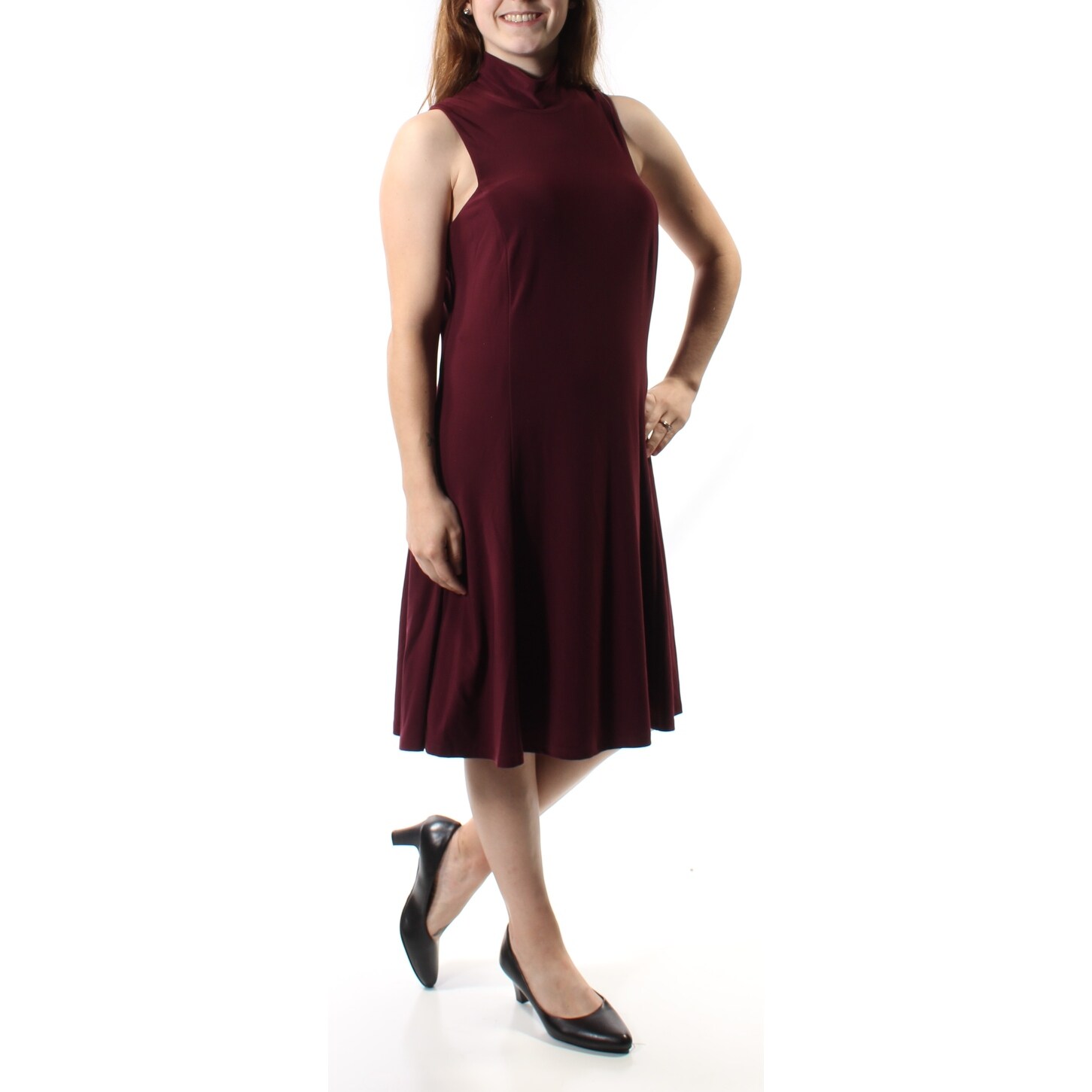 burgundy knee length dress