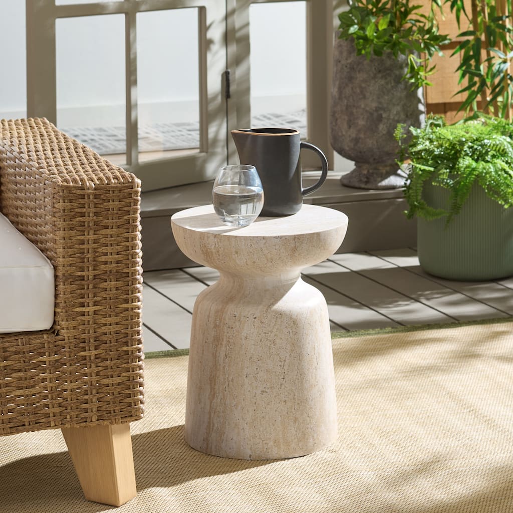 SAFAVIEH Outdoor Patio Furniture Tina Mushroom Accent Table, Sculptural Side Table for Indoor and Outdoor Use