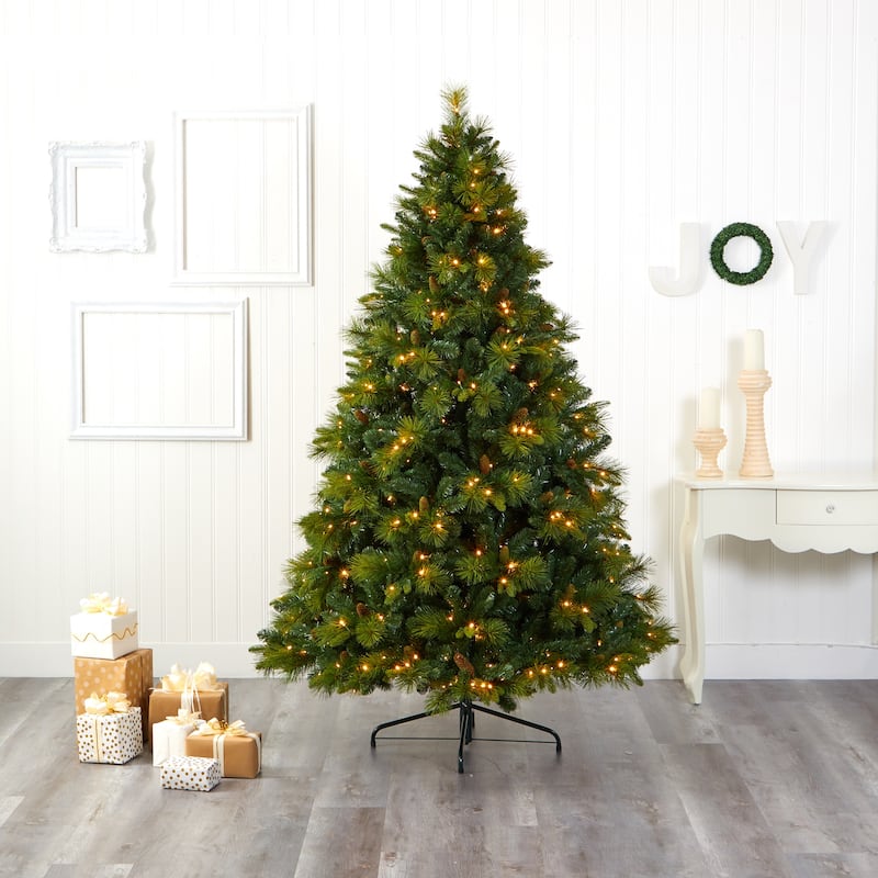 7.5' North Carolina Mixed Pine Christmas Tree with 470 LED - Green