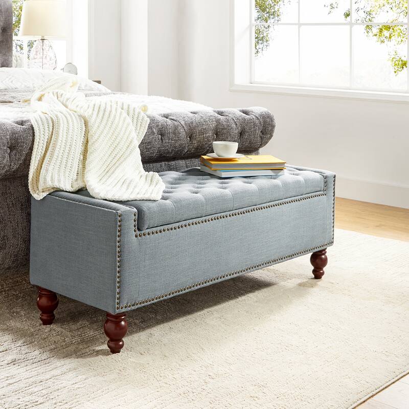 Felix Classic Button-Tufted Storage Bench With Nailhead Trims By HULALA HOME