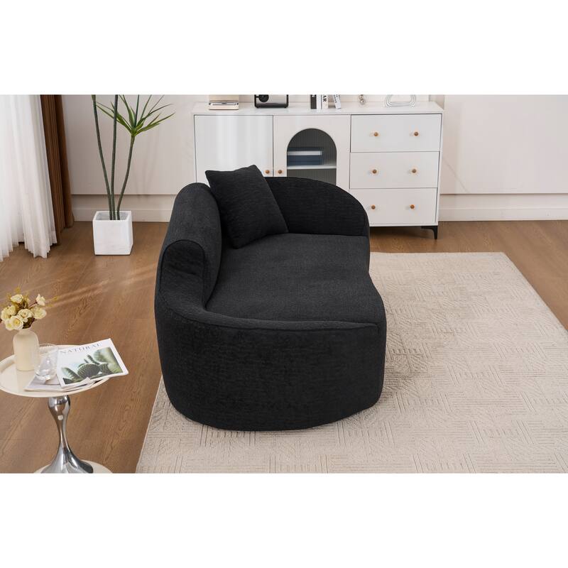 LY-048 Compression Curved Chaise Longue Chair Indoor, Modern Chenille Loveseat Couch