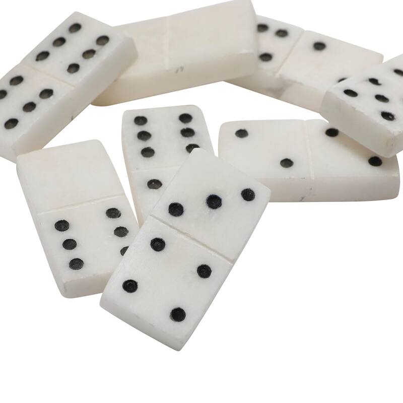 Handmade Alabaster Dominos in Soapstone Tray - 9.0"L x 3.0"W x 2.5"H