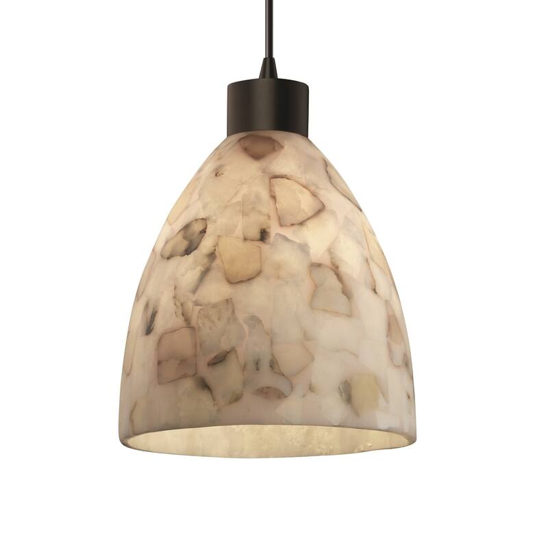 Justice Design Alabaster Rocks 1-light Dark Bronze Pendant, Tapered Cylinder Shade - Dark Bronze
