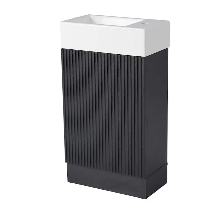 18.6" Bathroom Vanity with Sink, Bathroom Vanity Cabinet with Two-tier Shelf, Left or Right Orientation