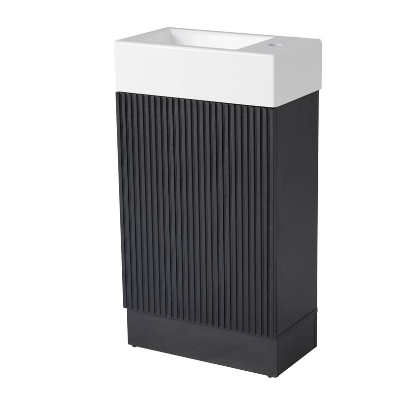 Roomfitters 18.6" Bathroom Vanity with Sink Cabinet with Two-Tier Shelf Left or Right Setup Slim Fit Design
