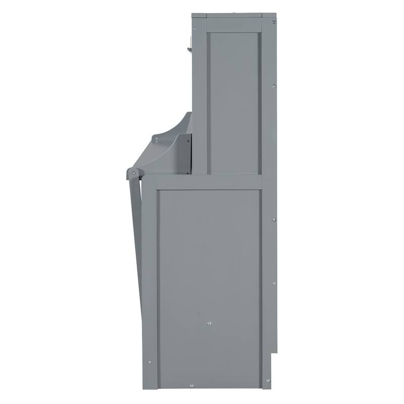 Space-Saving Full/Queen Murphy Bed with Hydraulic Lift and Desk, Gray