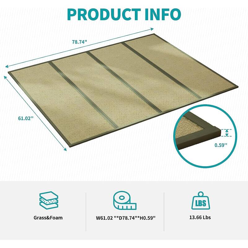 Mixoy Grass Futon Mattress,Folding Floor Bed suitable for Chinese Style,Cozy Tatami Grass Mat