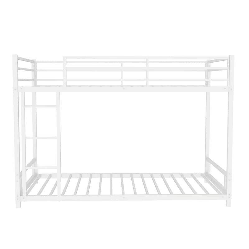 Roomfitters Metal Twin over Twin Bunk Bed, Heavy-duty Sturdy Metal, Noise Reduced, Safety Guardrail, No Box Spring Needed