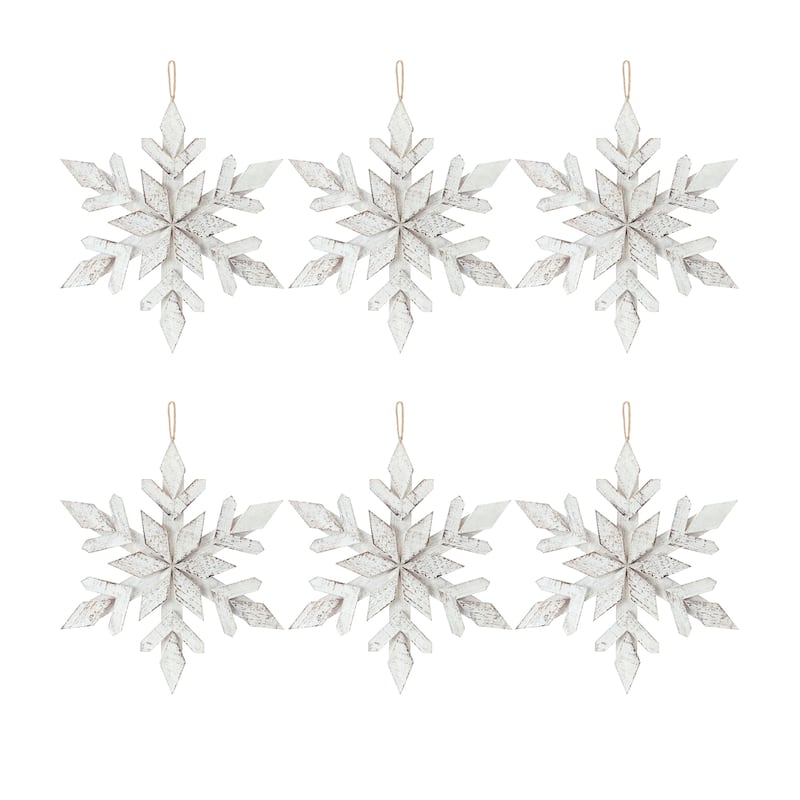 Wood Snowflake Ornament (Set of 6)
