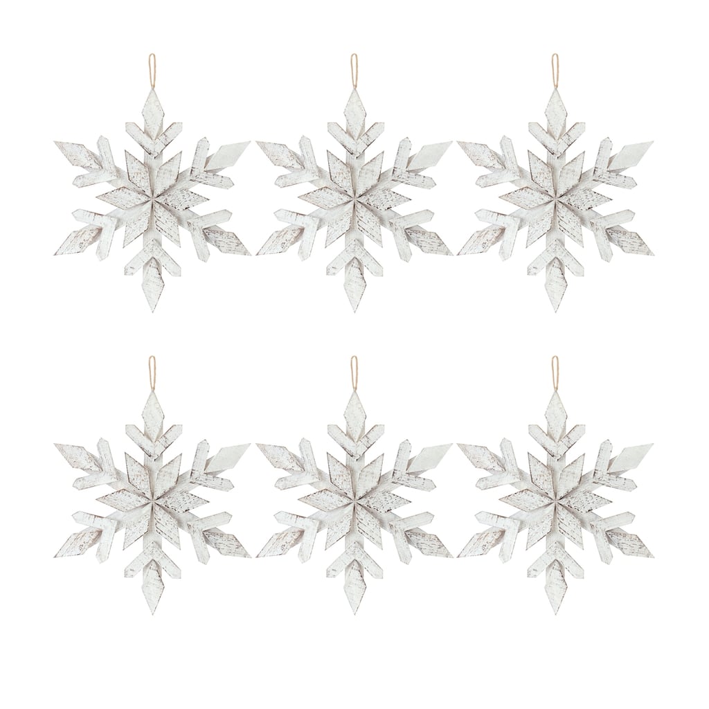 Wood Snowflake Ornament (Set of 6)