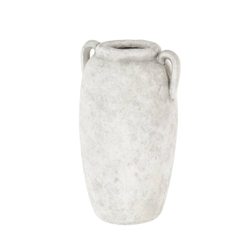 Ceramic Antique Style Textured Vase with Handles - Copper or White - Roche River Decor