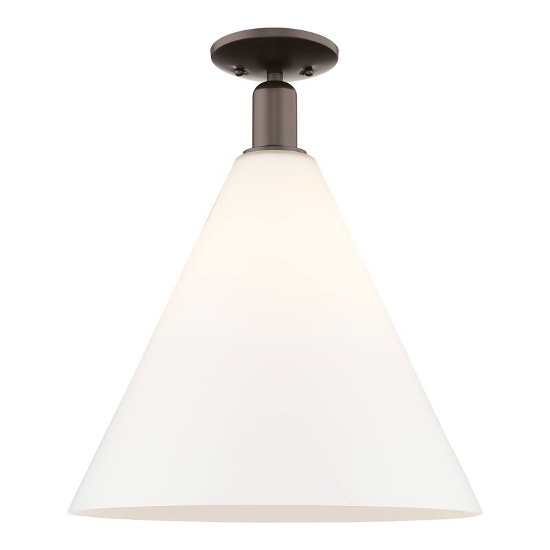 Innovations Lighting Endless Possibilities Arcadia - Berkshire Glass - 1 Light 16" Semi-Flush Mount - Oil Rubbed Bronze/Matte White