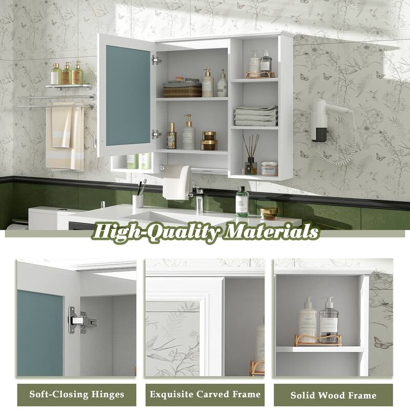 42 Inch Wall Mounted Bathroom Medicine Cabinet with Mirror, Adjustable Shelf, Soft Close Door