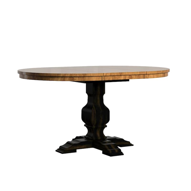 Eleanor Two-tone Oval Solid Wood Dining Table by iNSPIRE Q Classic - Oak Top with Antique Black Base
